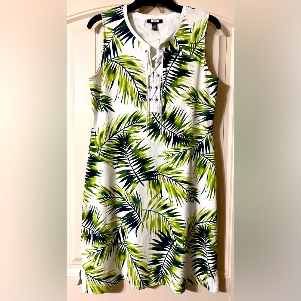 Chaps tropical print dress, large size